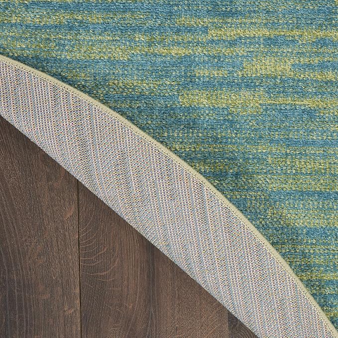 Nourison Home Nourison Essentials Blue Green 6' x Round Area Rug - Easy Clean, Non Shedding, Bed Room, Living Room, Dining Room, Kitchen (6' x Round)