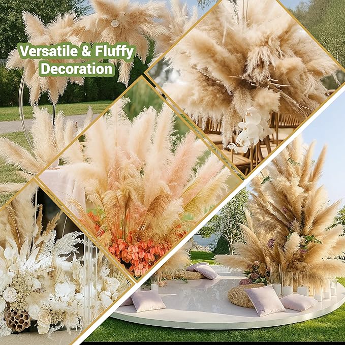 10 Stems 40" Tall Natural Dried Pampas Grass Decor, Large Tall Beige Pampas for Floor Vase, Arch, Farmhouse, Wedding, Party, Boho Home Decor Christmas