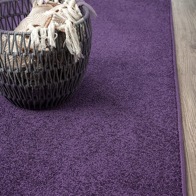 JONATHAN Y Haze Solid Low-Pile Purple 7x7 Square Indoor Area Rug, Coastal,Bohemian,Minimalist,Classic, Easy-Cleaning for Living Room,Bedroom,Kitchen,Pet Friendly,Non-Shedding (SEU100N-7SQ)