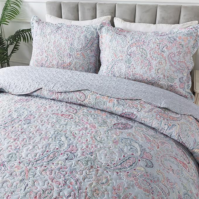 HoneiLife Quilt Sets Queen Size - Microfiber Bedspreads 3-Piece,Queen Quilt Bedding Sets All Season Quilts,Lightweight Coverlets for Queen Beds