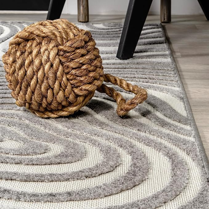 JONATHAN Y Maribo High-Low Abstract Striped Indoor/Outdoor Area Rug 4x6, Gray, Contemporary, Modern, Vintage, Bohemian for Bedroom,Kitchen,Living Room,Non Shedding,Easy-Washing (SCN103B-4)