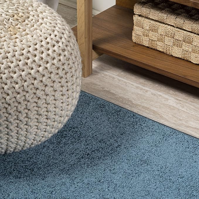 JONATHAN Y Haze Solid Low-Pile Turquoise 8' Round Indoor Area Rug, Coastal,Bohemian,Minimalist,Classic, Easy-Cleaning for Living Room,Bedroom,Kitchen,Pet Friendly,Non-Shedding (SEU100H-8R)