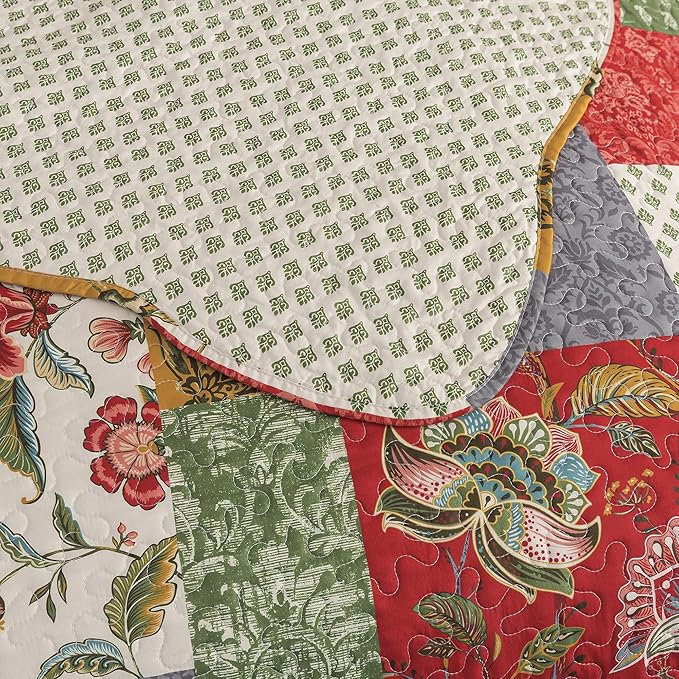 HoneiLife Queen Quilt Bedding Sets - Floral Quilt Bedding Sets 3-Piece 90x96, Microfiber Reversible Bedspreads Patchwork Coverlet Nostalgic Bedding Set All Season Quilts