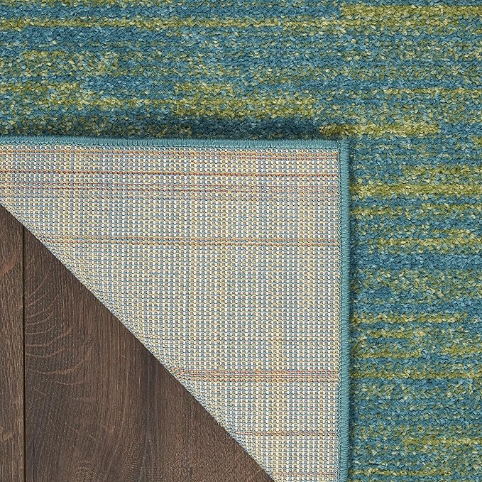 Nourison Home Nourison Essentials Blue Green 2' x 6' Area Rug - Easy Clean, Non Shedding, Bed Room, Living Room, Dining Room, Kitchen (6' Runner)