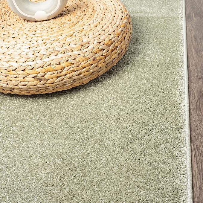 JONATHAN Y Haze Solid Low-Pile Green Indoor Area Rug 4x6, Coastal,Bohemian,Minimalist,Classic, Easy-Cleaning for Living Room,Bedroom,Kitchen,Pet Friendly,Non-Shedding (SEU100O-4)