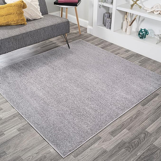 JONATHAN Y Haze Solid Low-Pile Gray 6x6 Square Indoor Area Rug, Coastal,Bohemian,Minimalist,Classic, Easy-Cleaning for Living Room,Bedroom,Kitchen,Pet Friendly,Non-Shedding (SEU100A-6SQ)