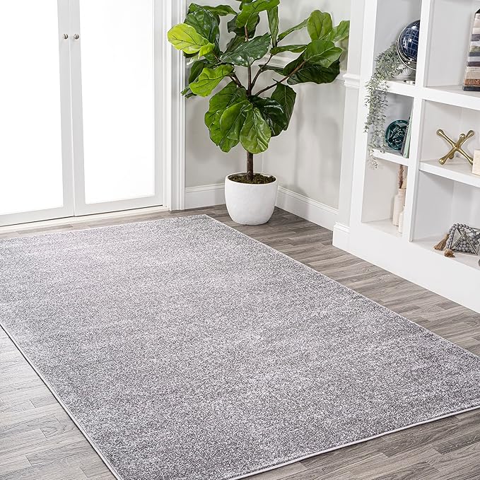 JONATHAN Y Haze Solid Low-Pile Gray Indoor Area Rug 8x10, Coastal,Bohemian,Minimalist,Classic, Easy-Cleaning for Living Room,Bedroom,Kitchen,Pet Friendly,Non-Shedding (SEU100A-8)