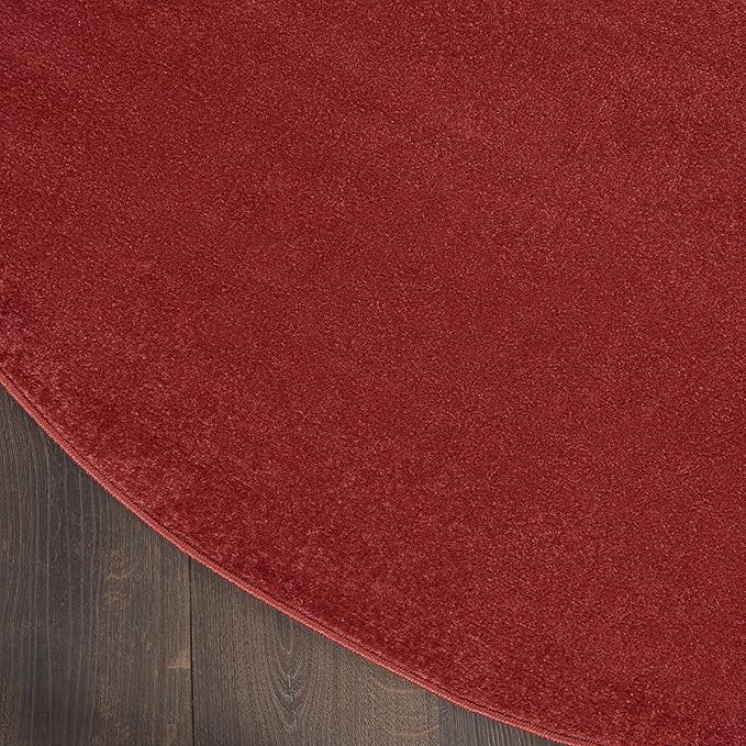 Nourison Home Nourison Essentials Brick Red 6' x Round Area Rug - Easy Clean, Non Shedding, Bed Room, Living Room, Dining Room, Kitchen (6' x Round)