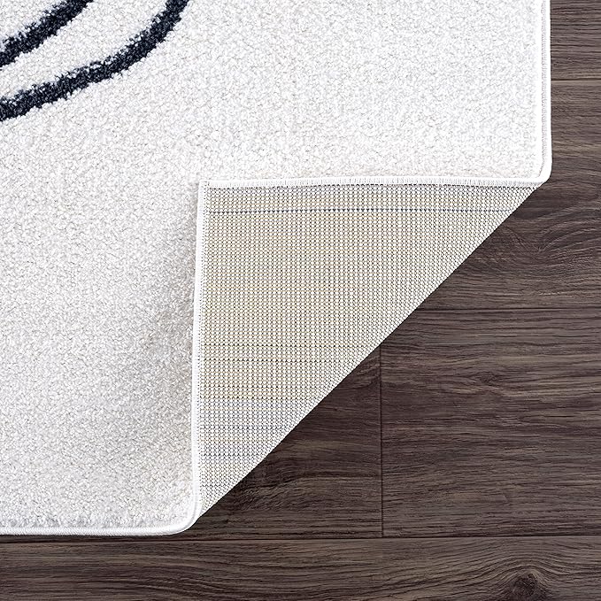 Abani Rugs Cream and Gray 4 ft. X 6 ft. Mid-Century Rug with Circles and Lines. Neutral Tones of Cream, Gray and a pop of Yellow. Minimalistic Design Turkish Stain Resistant Area Rug.