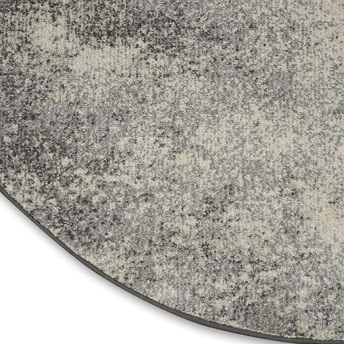 Nourison Home Passion 8' x Round Charcoal Ivory Fabric Modern Area Rug (8' Round)