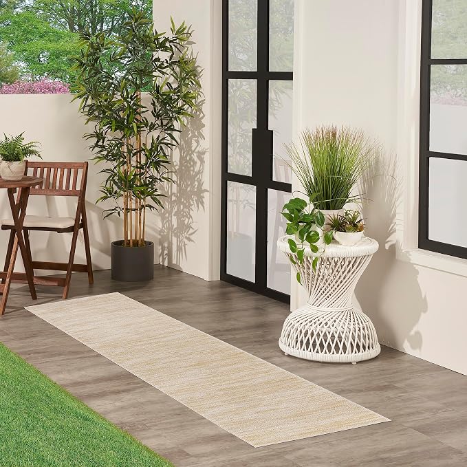 Nourison Home Nourison Essentials Ivory Gold 2'2" x 7'6" Area Rug - Easy Clean, Non Shedding, Bed Room, Living Room, Dining Room, Kitchen (8' Runner)