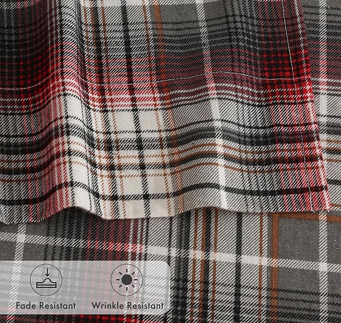 RUVANTI Flannel Sheets California King Size - 100% Cotton Brushed Cal King Bed Sheets Set - Deep Pockets 14 Inches - All Seasons Breathable & Extra Soft - Warm & Cozy, 4 Piece, Halloween Check