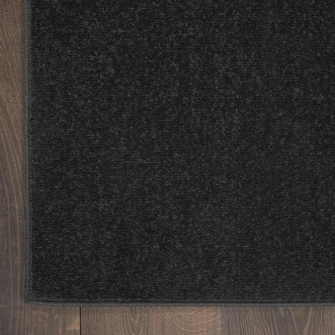 Nourison Home Nourison Essentials Black 2'2" x 12' Area Rug - Easy Clean, Non Shedding, Bed Room, Living Room, Dining Room, Kitchen (12' Runner)