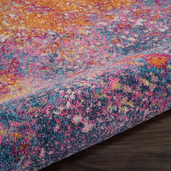 Nourison Home Passion Sunburst 8' x Round Area-Rug, Modern, Abstract, Easy-Cleaning, Non Shedding, Bed Room, Living Room, Dining Room, Kitchen, (8' Round)