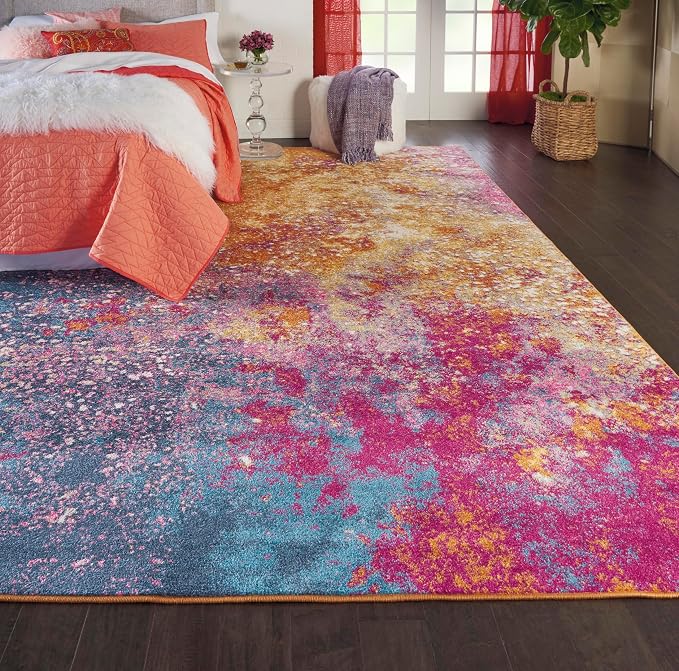 Nourison Home Passion Sunburst 6' x 9' Area Rug - Easy Clean, Non Shedding, Bed Room, Living Room, Dining Room, Kitchen (6' x 9')