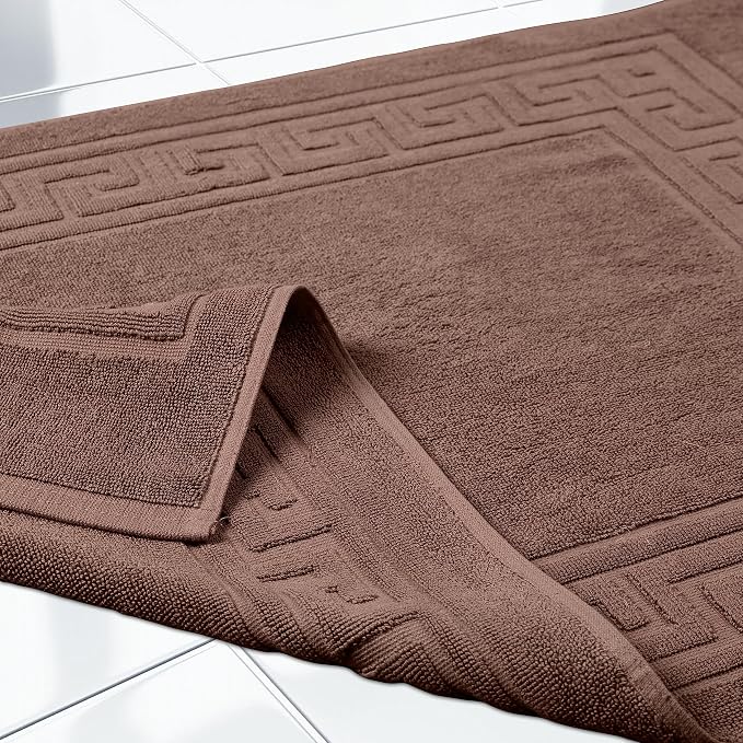 Superior Heavyweight Cotton Bath Mats, Bath Rugs For Bathroom Accessories, Washable Rug For Shower, Bath, Toilet, Modern Decor, No Backing, Luxury Hotel And Spa Quality, Set of 2, 22" x 35", Mocha