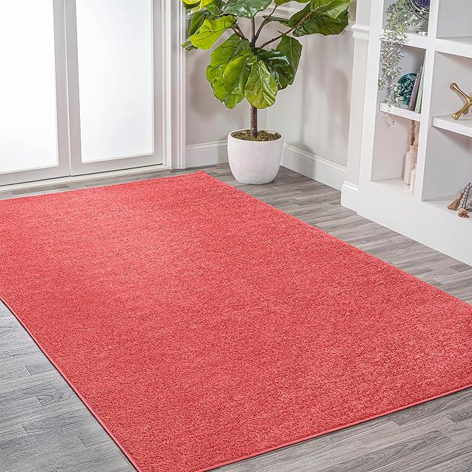 JONATHAN Y Haze Solid Low-Pile Red Indoor Area Rug 12x15, Coastal,Bohemian,Minimalist,Classic, Easy-Cleaning for Living Room,Bedroom,Kitchen,Pet Friendly,Non-Shedding (SEU100E-15)
