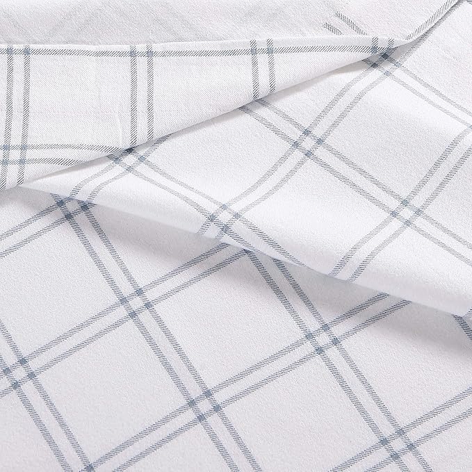 Eddie Bauer - Flannel Sheets Full Size, Anti-Pilling & Wrinkle Resistant Cotton, Touchably Soft for All-Season Comfort - Bed Sheets with Matching Pillowcases & Fitted Sheet (Westridge Plaid Blue)