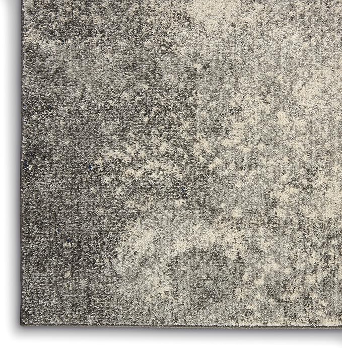 Nourison Home Passion Charcoal/Ivory 1'10'' x 6' Area-Rug, Modern, Abstract, Easy-Cleaning, Non Shedding, Bed Room, Living Room, Dining Room, Kitchen, (6' Runner)