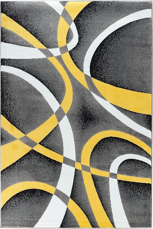 GLORY RUGS Area Rug Modern 8x10 Yellow Soft Contemporary Floor Carpet for Indoor Living Dining Room and Bedroom Area