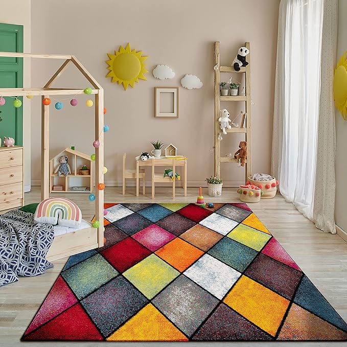 Paco Home Colorful Area Rug with Geometric Diamonds in Multicolor, Size: 5'3" x 7'7"