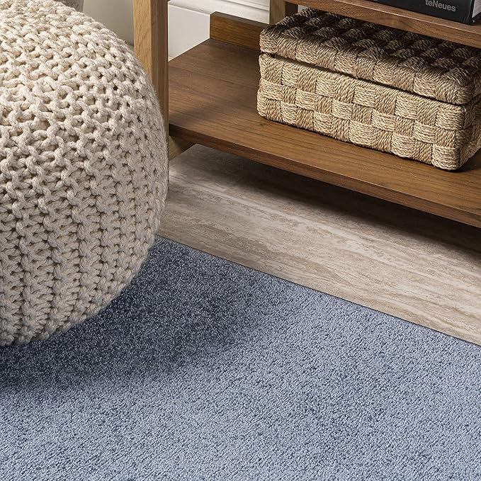 JONATHAN Y Haze Solid Low-Pile Classic Blue Runner Rug 2x8, Coastal,Bohemian,Minimalist,Classic, Easy-Cleaning for Living Room,Bedroom,Kitchen,Pet Friendly,Non-Shedding (SEU100F-28)