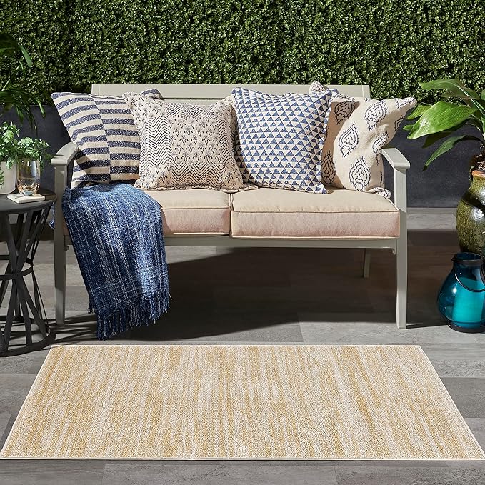 Nourison Home Nourison Essentials Ivory Gold 3' x 5' Area Rug - Easy Clean, Non Shedding, Bed Room, Living Room, Dining Room, Kitchen (3' x 5')