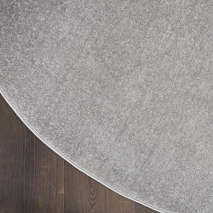 Nourison Home Nourison Essentials Silver Grey 4' x Round Area Rug - Easy Clean, Non Shedding, Bed Room, Living Room, Dining Room, Kitchen (4' x Round)