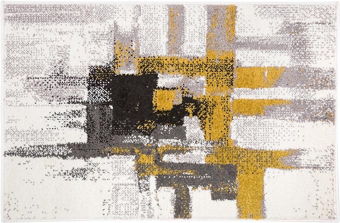 Rugshop Gold Modern Abstract Accent Rug — Non-Shedding for Entryway, Bathroom and Kitchen 2' x 3'
