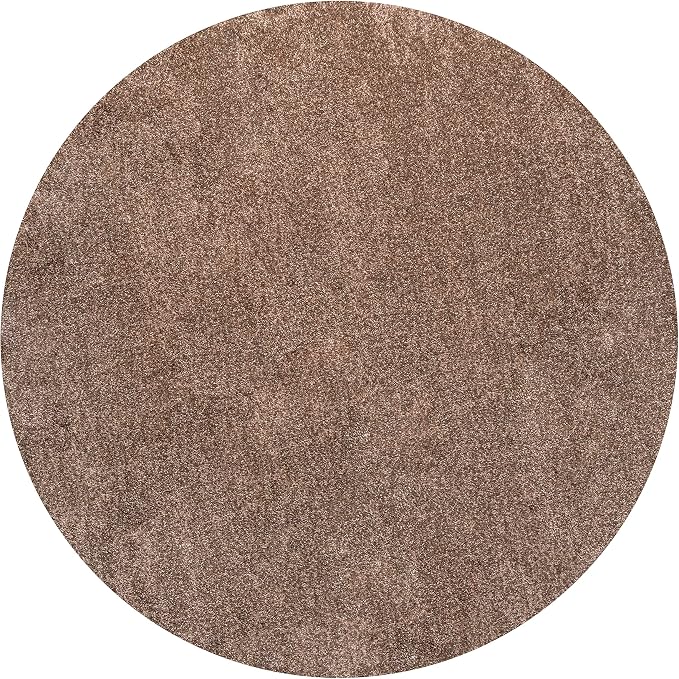 JONATHAN Y Haze Solid Low-Pile Brown 5' Round Indoor Area Rug, Coastal,Bohemian,Minimalist,Classic, Easy-Cleaning for Living Room,Bedroom,Kitchen,Pet Friendly,Non-Shedding (SEU100J-5R)