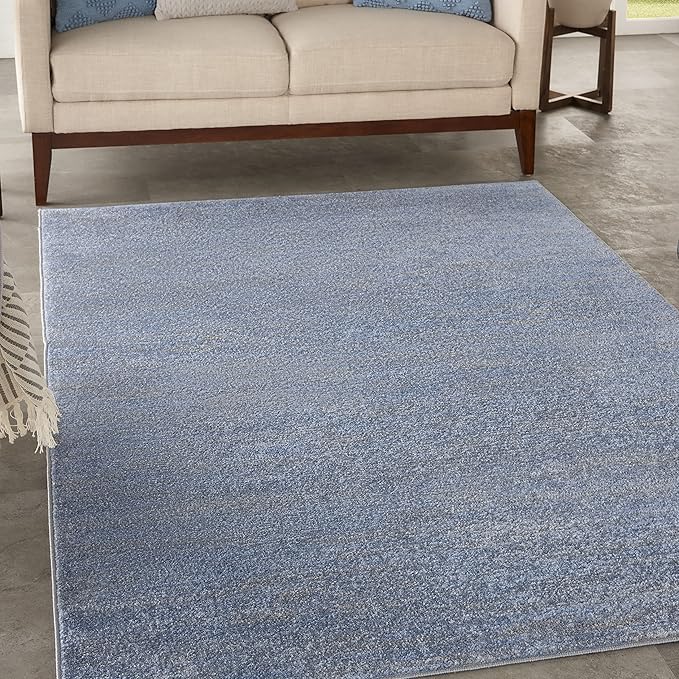 Nourison Home Nourison Essentials Blue Grey 4' x 6' Area Rug - Easy Clean, Non Shedding, Bed Room, Living Room, Dining Room, Kitchen (4' x 6')