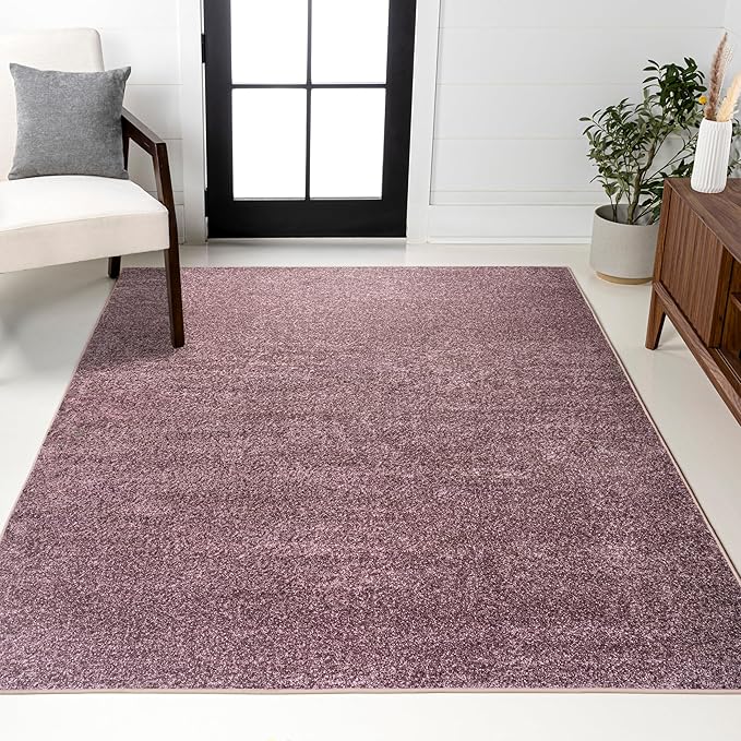 JONATHAN Y Haze Solid Low-Pile Light Purple Indoor Area Rug 6x9, Coastal,Bohemian,Minimalist,Classic, Easy-Cleaning for Living Room,Bedroom,Kitchen,Pet Friendly,Non-Shedding (SEU100R-6)