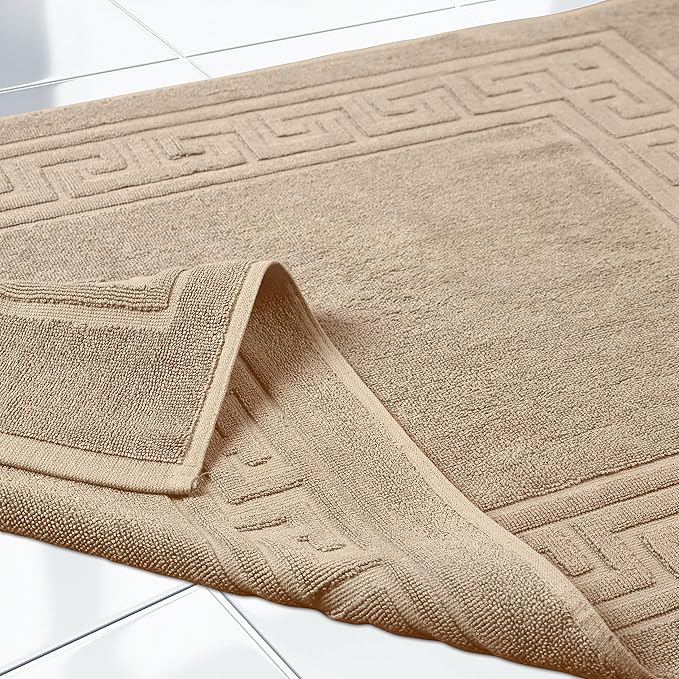 Superior Heavyweight Cotton Bath Mats, Bath Rugs For Bathroom Accessories, Washable Rug For Shower, Bath, Toilet, Modern Decor, No Backing, Luxury Hotel And Spa Quality, Set of 2, 22" x 35", Taupe