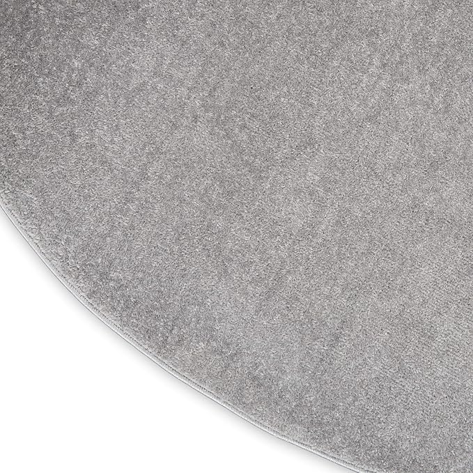 Nourison Home Nourison Essentials Silver Grey 4' x Round Area Rug - Easy Clean, Non Shedding, Bed Room, Living Room, Dining Room, Kitchen (4' x Round)