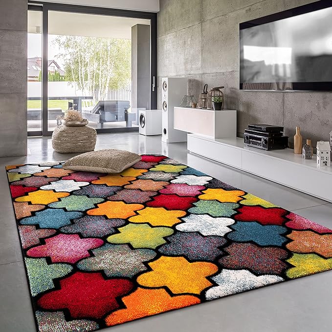 Paco Home Colorful Area Rug with Morrocan Pattern in Multicolor, Size: 2' x 3'7"