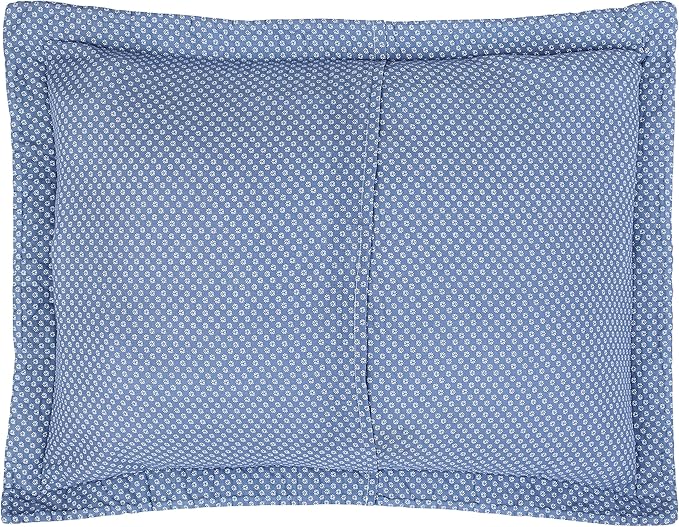 Laura Ashley - Twin Quilt Set, Reversible Cotton Bedding with Matching Sham, Medium-Weight for Year Round Use, Dorm Essentials (Bedford Delft Blue)