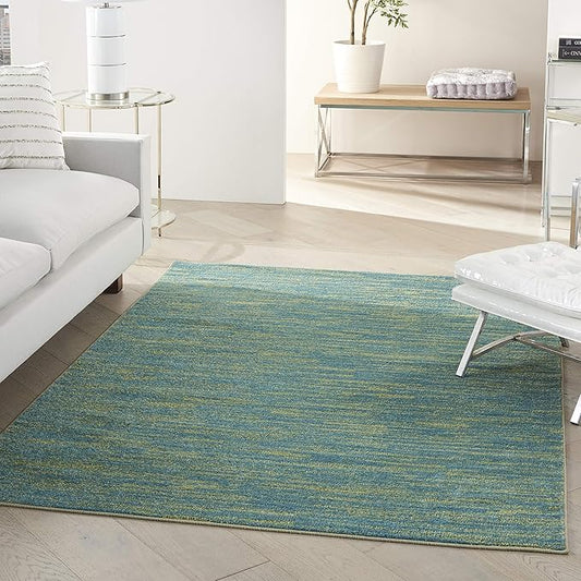 Nourison Home Nourison Essentials Blue Green 5' x 7' Area Rug - Easy Clean, Non Shedding, Bed Room, Living Room, Dining Room, Kitchen (5' x 7')
