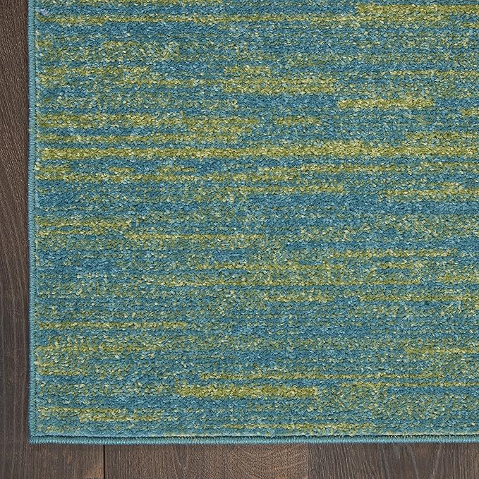 Nourison Home Nourison Essentials Blue Green 2' x 6' Area Rug - Easy Clean, Non Shedding, Bed Room, Living Room, Dining Room, Kitchen (6' Runner)