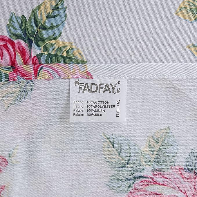 FADFAY Duvet Cover Set Pink Rose Floral Bedding Shabby Peony Flower Quilt Cover Set Vintage Farmhouse Bedding 100% Cotton Soft Comforter Cover Set with Zipper Closure 3Pcs, King/California King Size