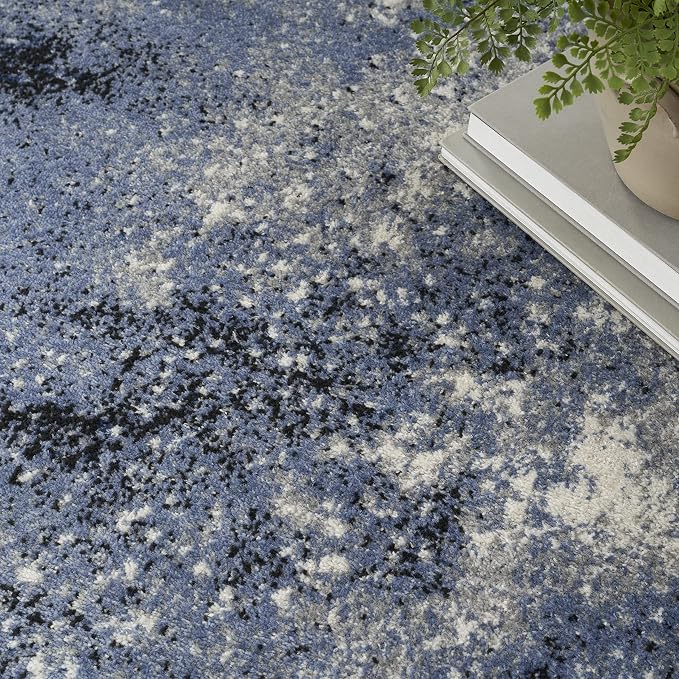 Nourison Home Passion Light Blue Black 3'9" x 5'9" Area Rug - Easy Clean, Non Shedding, Bed Room, Living Room, Dining Room, Kitchen (4' x 6')