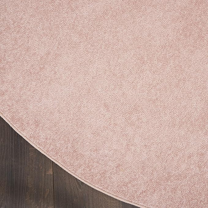Nourison Home Nourison Essentials Pink 6' x Round Area Rug - Easy Clean, Non Shedding, Bed Room, Living Room, Dining Room, Kitchen (6' x Round)