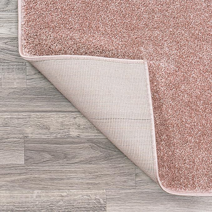 JONATHAN Y Haze Solid Low-Pile Pink 6' Round Indoor Area Rug, Coastal,Bohemian,Minimalist,Classic, Easy-Cleaning for Living Room,Bedroom,Kitchen,Pet Friendly,Non-Shedding (SEU100P-6R)