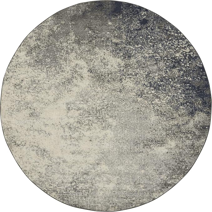 Nourison Home Passion 8' x Round Charcoal Ivory Fabric Modern Area Rug (8' Round)