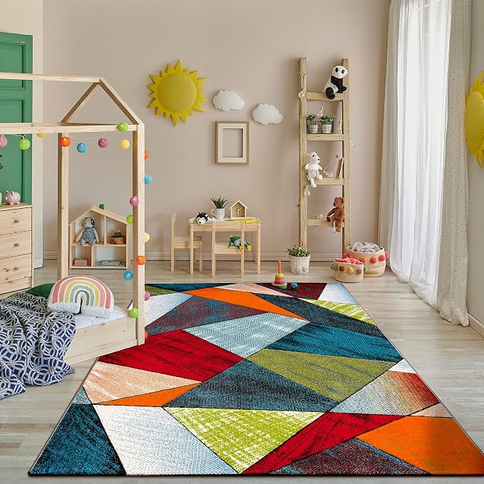 Paco Home Colorful Area Rug with Geometric Shapes in Multicolor, Size: 2'8" x 4'11"