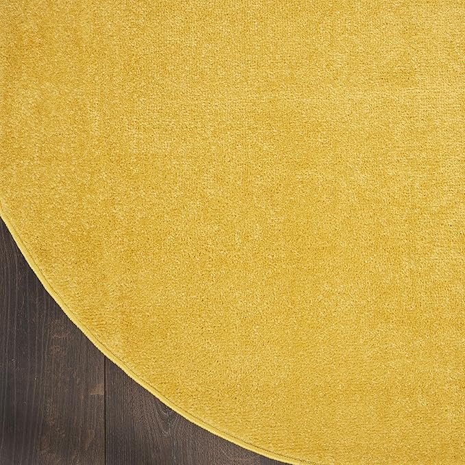 Nourison Home Nourison Essentials Yellow 8' x Round Area Rug - Easy Clean, Non Shedding, Bed Room, Living Room, Dining Room, Kitchen (8' x Round)