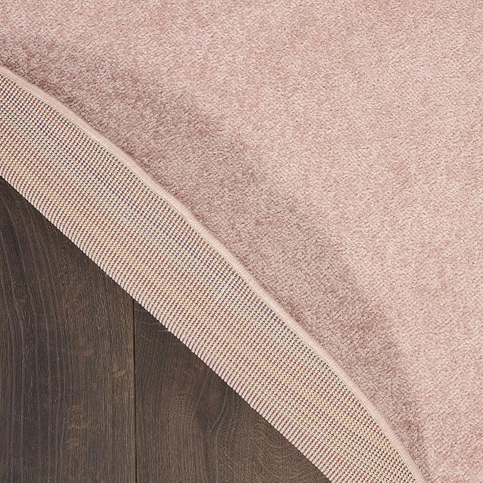 Nourison Home Nourison Essentials Pink 6' x Round Area Rug - Easy Clean, Non Shedding, Bed Room, Living Room, Dining Room, Kitchen (6' x Round)