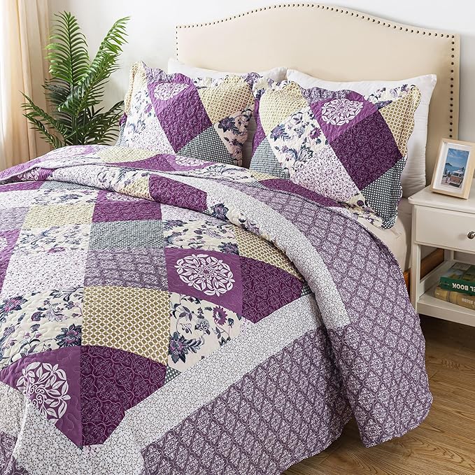 HoneiLife Oversized King Bedspreads 120x120-3 Pcs California King Quilt, Extra Large Quilt Sets Oversized King Quilts,Rustic Bedding Sets King Size,Lightweight Coverlet Microfiber Bed Quilts