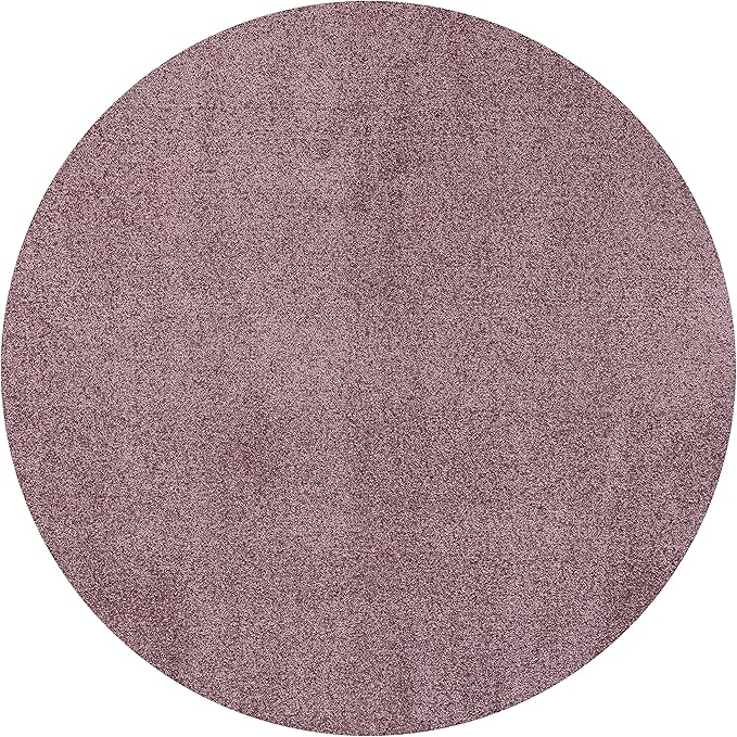 JONATHAN Y Haze Solid Low-Pile Light Purple 5' Round Indoor Area Rug, Coastal,Bohemian,Minimalist,Classic, Easy-Cleaning for Living Room,Bedroom,Kitchen,Pet Friendly,Non-Shedding (SEU100R-5R)