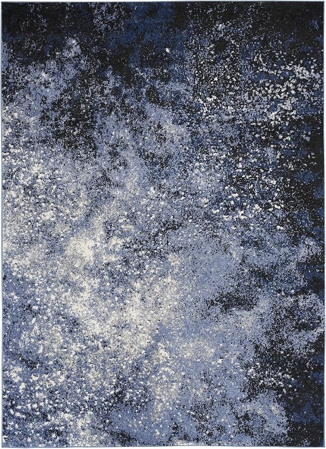 Nourison Home Passion Light Blue Black 3'9" x 5'9" Area Rug - Easy Clean, Non Shedding, Bed Room, Living Room, Dining Room, Kitchen (4' x 6')