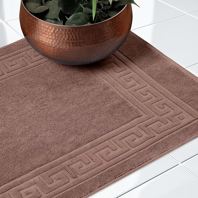 Superior Heavyweight Cotton Bath Mats, Bath Rugs For Bathroom Accessories, Washable Rug For Shower, Bath, Toilet, Modern Decor, No Backing, Luxury Hotel And Spa Quality, Set of 2, 22" x 35", Mocha